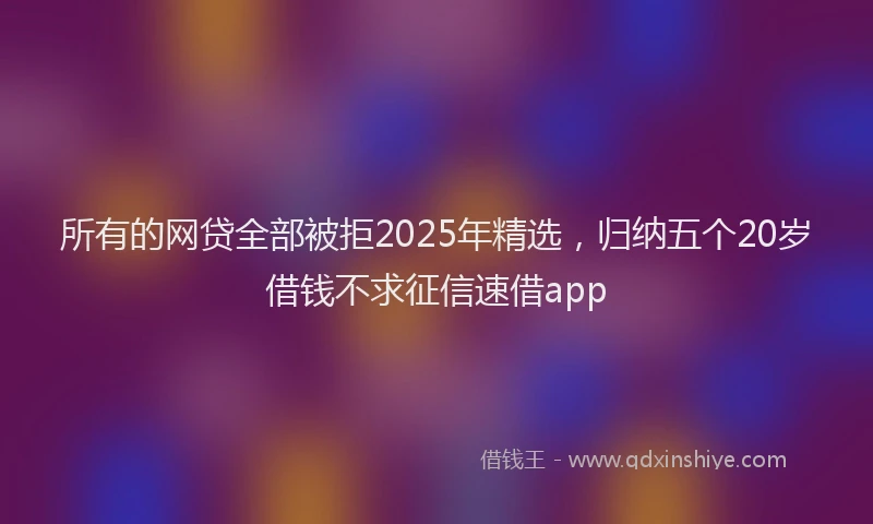 所有的网贷全部被拒2025年精选，归纳五个20岁借钱不求征信速借app