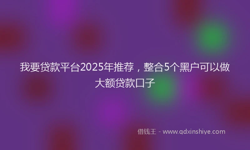我要贷款平台2025年推荐，整合5个黑户可以做大额贷款口子