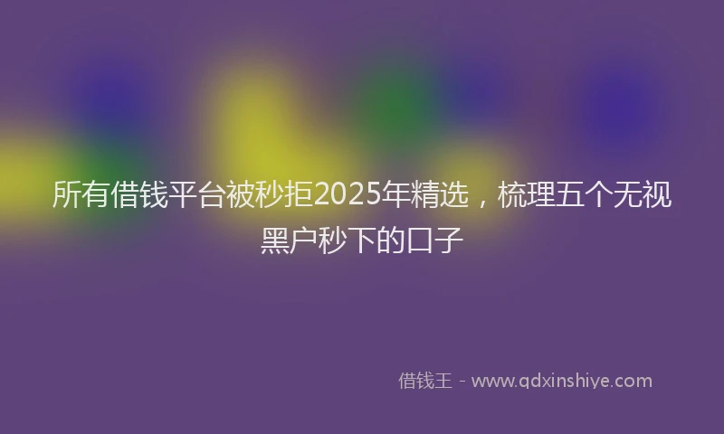 所有借钱平台被秒拒2025年精选，梳理五个无视黑户秒下的口子