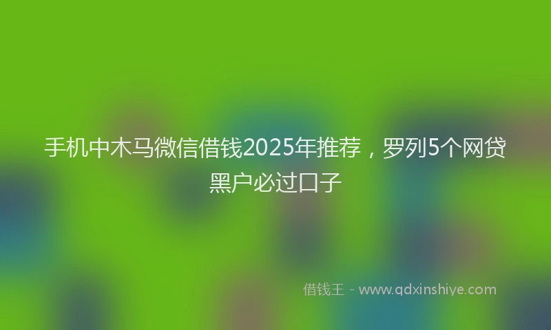 手机中木马微信借钱2025年推荐，罗列5个网贷黑户必过口子