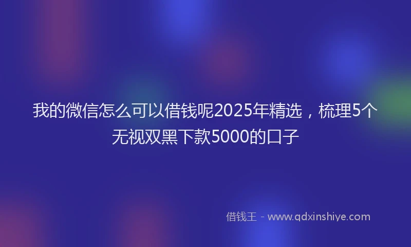 我的微信怎么可以借钱呢2025年精选，梳理5个无视双黑下款5000的口子