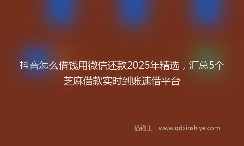 抖音怎么借钱用微信还款2025年精选，汇总5个芝麻借款实时到账速借平台