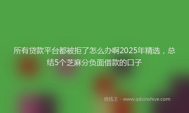 所有贷款平台都被拒了怎么办啊2025年精选，总结5个芝麻分负面借款的口子