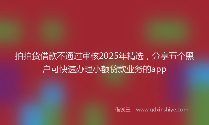 拍拍货借款不通过审核2025年精选，分享五个黑户可快速办理小额贷款业务的app