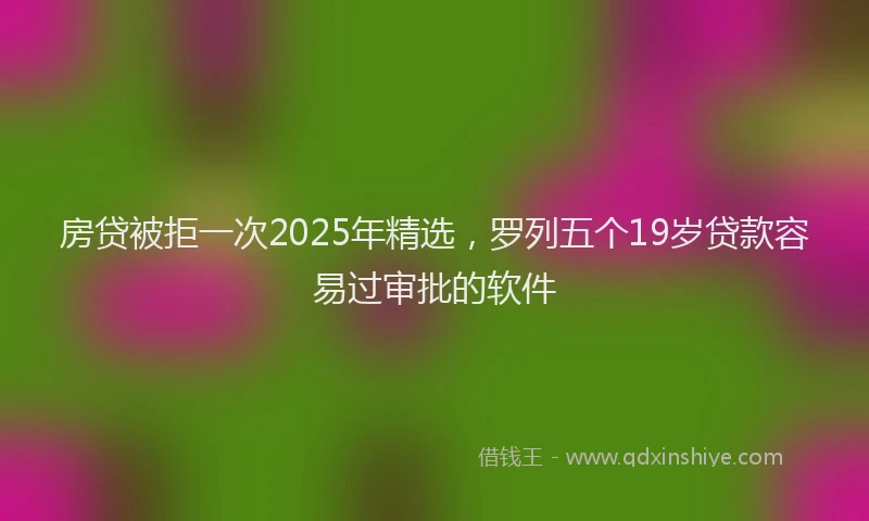 房贷被拒一次2025年精选，罗列五个19岁贷款容易过审批的软件