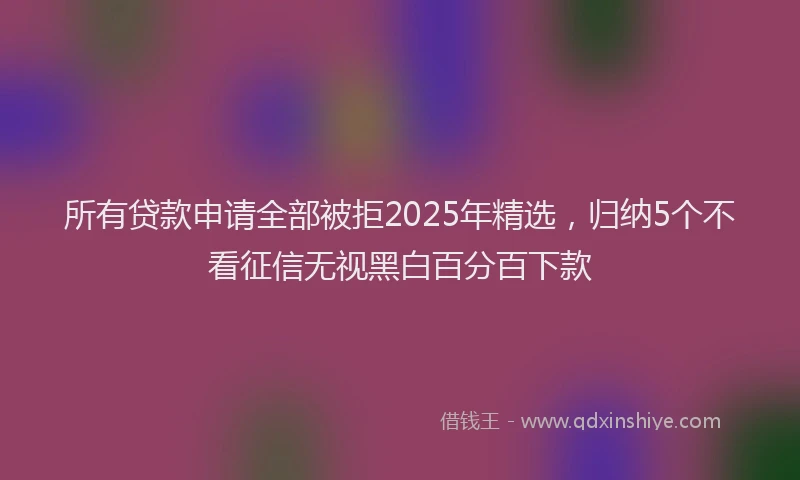 所有贷款申请全部被拒2025年精选，归纳5个不看征信无视黑白百分百下款