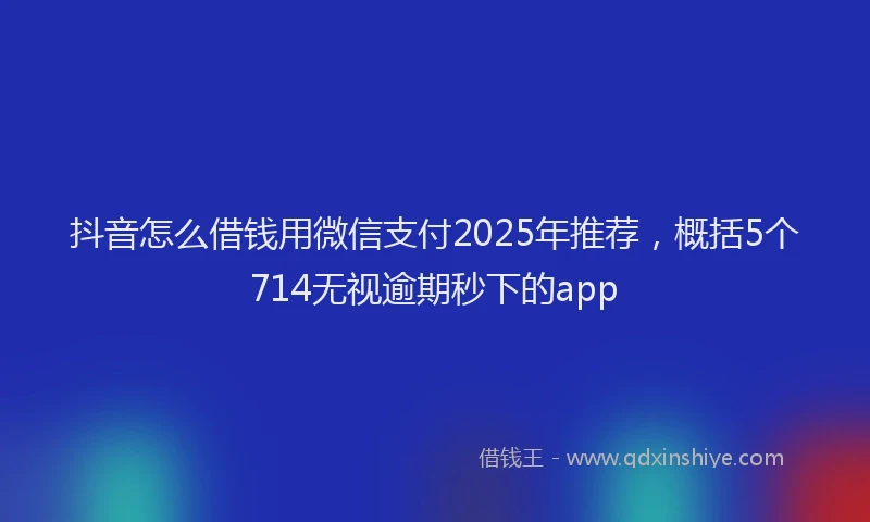 抖音怎么借钱用微信支付2025年推荐，概括5个714无视逾期秒下的app