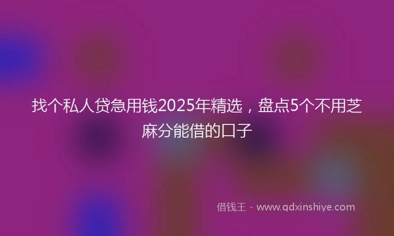 找个私人贷急用钱2025年精选，盘点5个不用芝麻分能借的口子