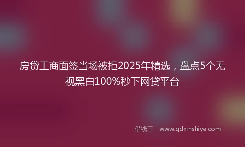 房贷工商面签当场被拒2025年精选，盘点5个无视黑白100%秒下网贷平台