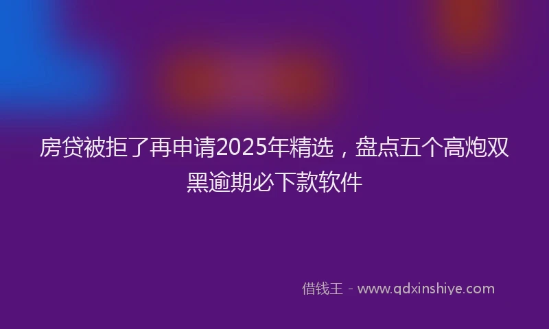 房贷被拒了再申请2025年精选，盘点五个高炮双黑逾期必下款软件