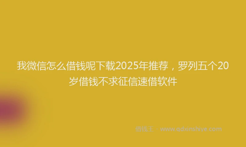 我微信怎么借钱呢下载2025年推荐，罗列五个20岁借钱不求征信速借软件
