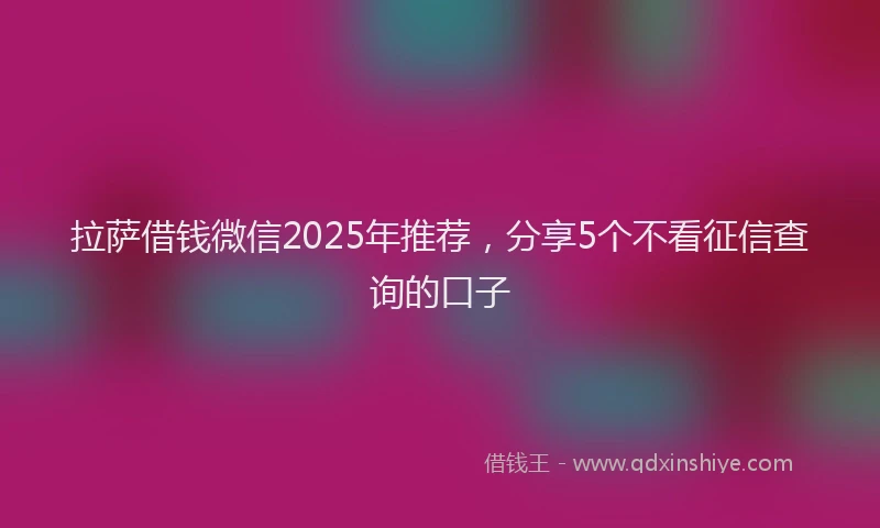 拉萨借钱微信2025年推荐，分享5个不看征信查询的口子