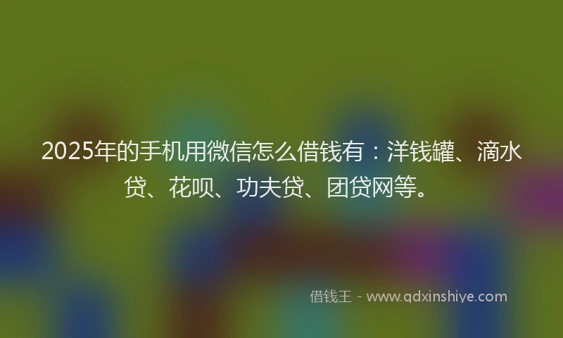 2025年的手机用微信怎么借钱有：洋钱罐、滴水贷、花呗、功夫贷、团贷网等。