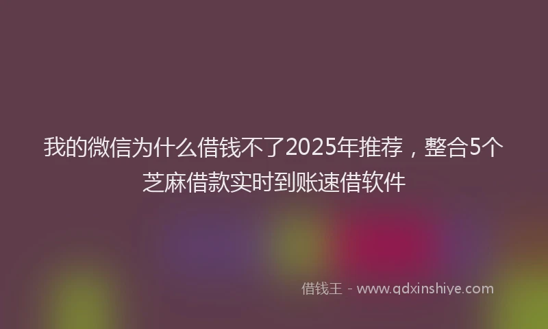 我的微信为什么借钱不了2025年推荐，整合5个芝麻借款实时到账速借软件