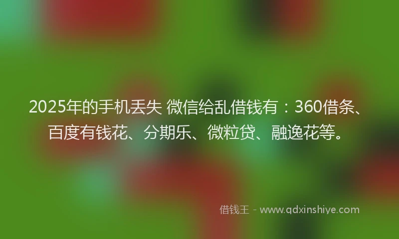 2025年的手机丢失 微信给乱借钱有：360借条、百度有钱花、分期乐、微粒贷、融逸花等。