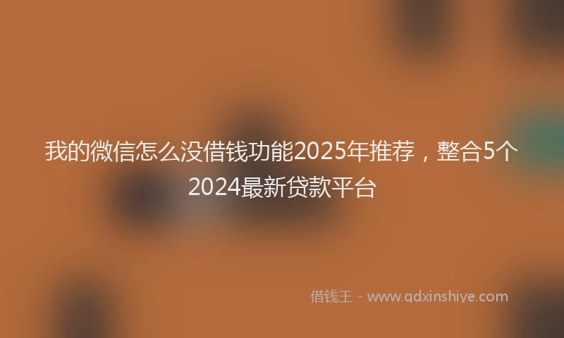 我的微信怎么没借钱功能2025年推荐，整合5个2024最新贷款平台
