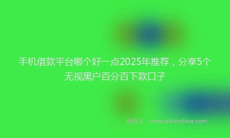 手机借款平台哪个好一点2025年推荐，分享5个无视黑户百分百下款口子