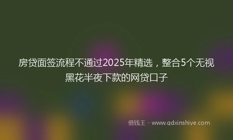 房贷面签流程不通过2025年精选，整合5个无视黑花半夜下款的网贷口子