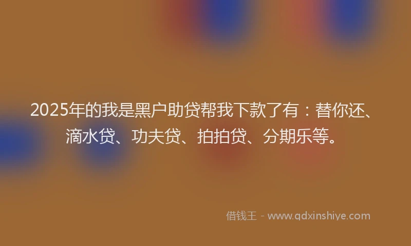 2025年的我是黑户助贷帮我下款了有：替你还、滴水贷、功夫贷、拍拍贷、分期乐等。