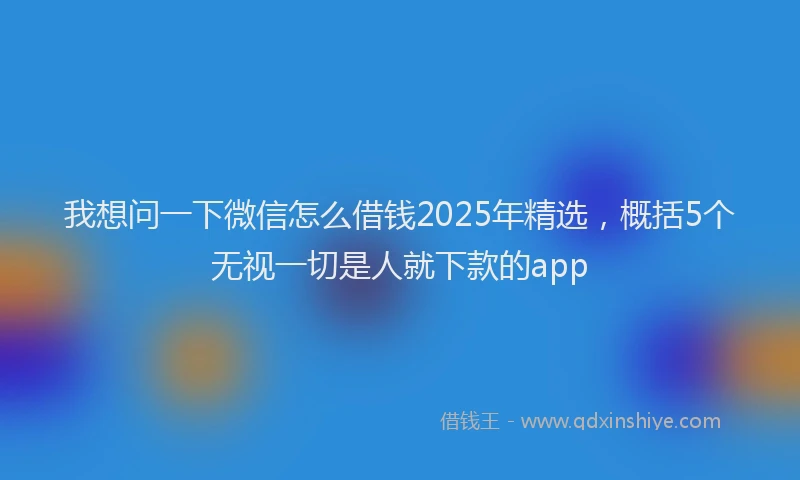 我想问一下微信怎么借钱2025年精选，概括5个无视一切是人就下款的app