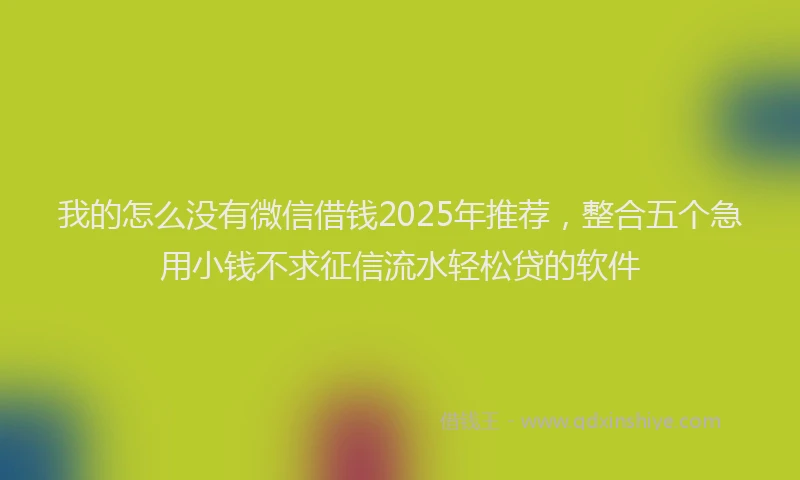 我的怎么没有微信借钱2025年推荐，整合五个急用小钱不求征信流水轻松贷的软件