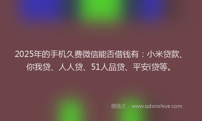 2025年的手机久费微信能否借钱有：小米贷款、你我贷、人人贷、51人品贷、平安i贷等。