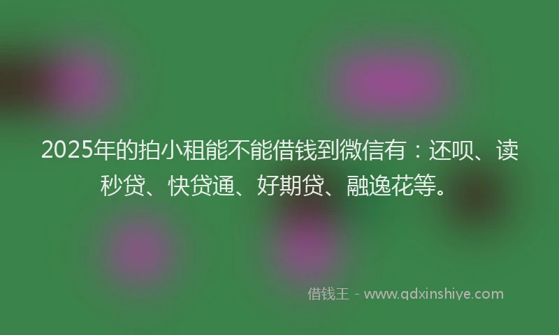 2025年的拍小租能不能借钱到微信有：还呗、读秒贷、快贷通、好期贷、融逸花等。