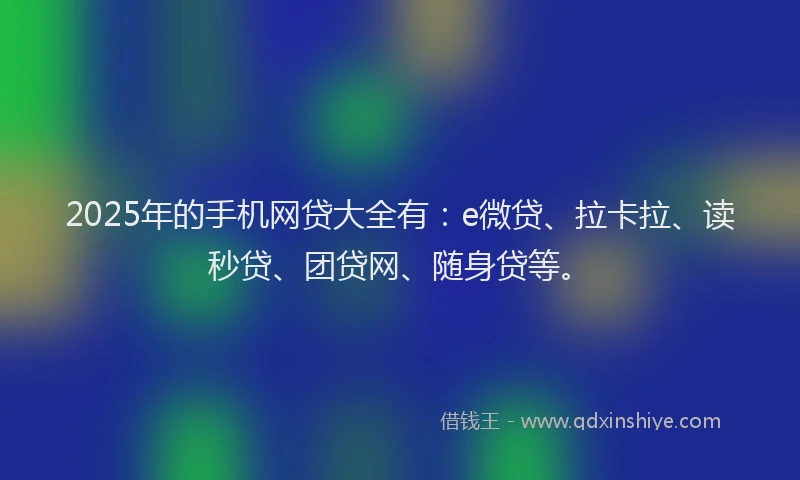 2025年的手机网贷大全有：e微贷、拉卡拉、读秒贷、团贷网、随身贷等。