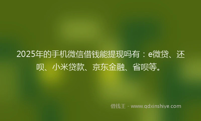 2025年的手机微信借钱能提现吗有：e微贷、还呗、小米贷款、京东金融、省呗等。