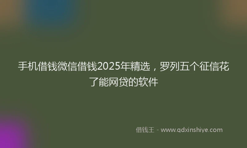 手机借钱微信借钱2025年精选，罗列五个征信花了能网贷的软件