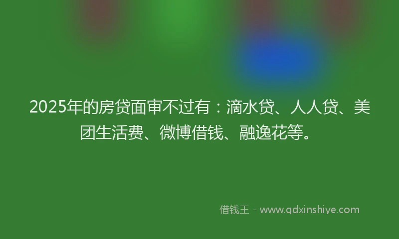 2025年的房贷面审不过有：滴水贷、人人贷、美团生活费、微博借钱、融逸花等。