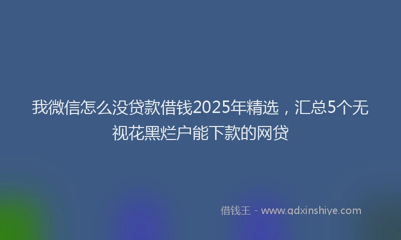 我微信怎么没贷款借钱2025年精选，汇总5个无视花黑烂户能下款的网贷