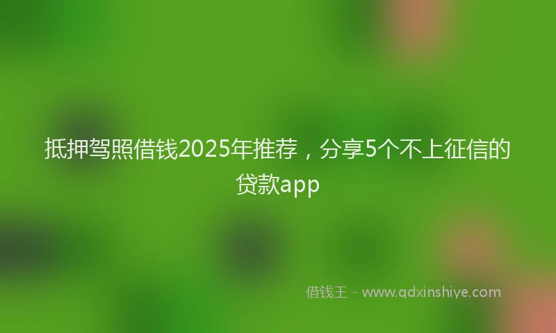 抵押驾照借钱2025年推荐，分享5个不上征信的贷款app