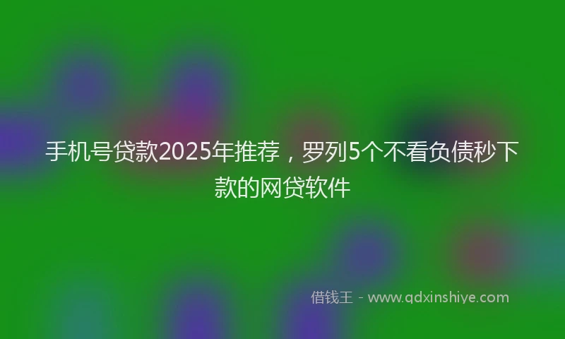 手机号贷款2025年推荐，罗列5个不看负债秒下款的网贷软件