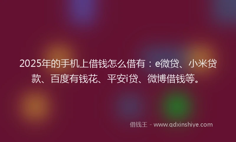 2025年的手机上借钱怎么借有：e微贷、小米贷款、百度有钱花、平安i贷、微博借钱等。