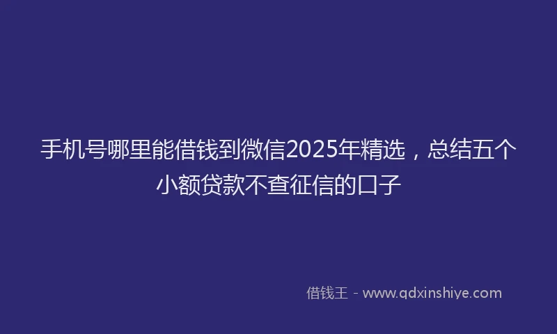 手机号哪里能借钱到微信2025年精选，总结五个小额贷款不查征信的口子