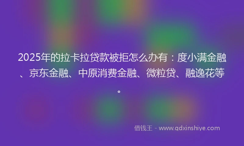 2025年的拉卡拉贷款被拒怎么办有：度小满金融、京东金融、中原消费金融、微粒贷、融逸花等。