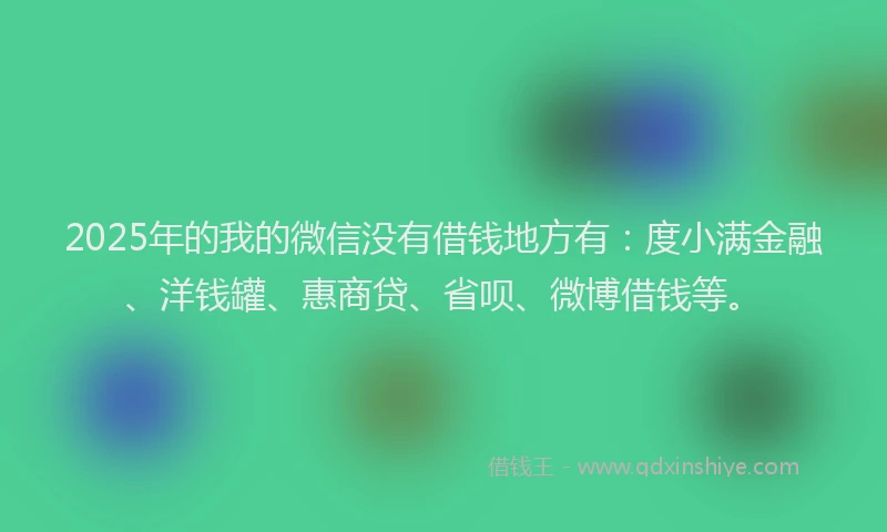 2025年的我的微信没有借钱地方有：度小满金融、洋钱罐、惠商贷、省呗、微博借钱等。