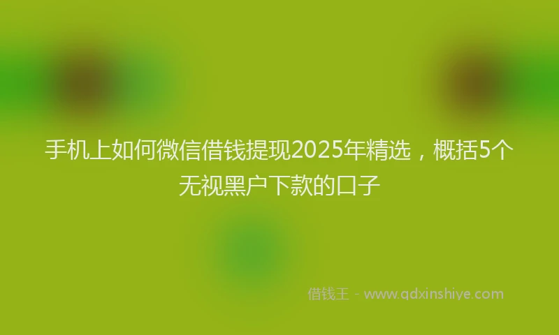 手机上如何微信借钱提现2025年精选，概括5个无视黑户下款的口子