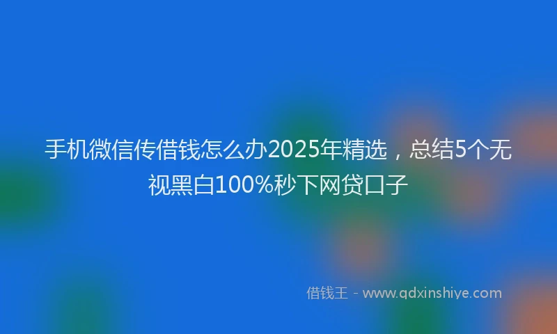 手机微信传借钱怎么办2025年精选，总结5个无视黑白100%秒下网贷口子