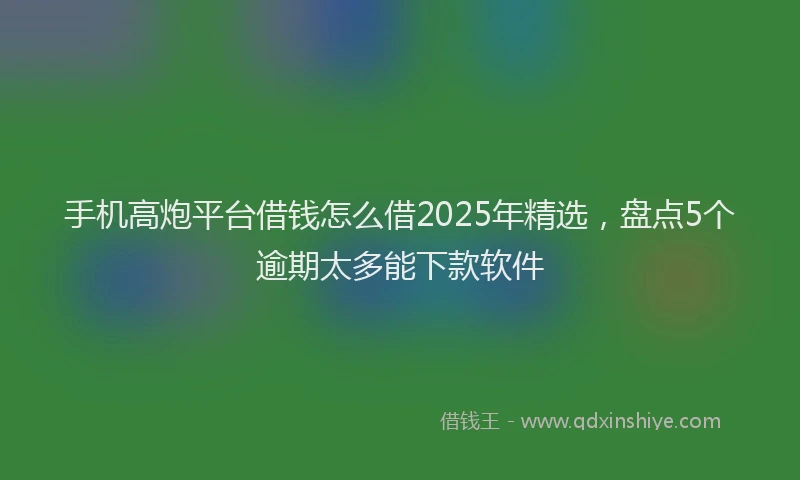 手机高炮平台借钱怎么借2025年精选，盘点5个逾期太多能下款软件