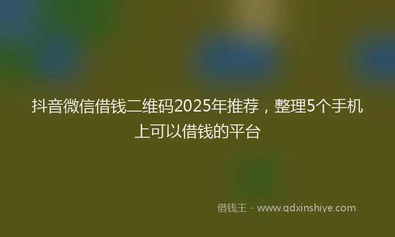 抖音微信借钱二维码2025年推荐，整理5个手机上可以借钱的平台