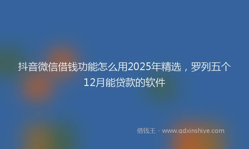 抖音微信借钱功能怎么用2025年精选，罗列五个12月能贷款的软件