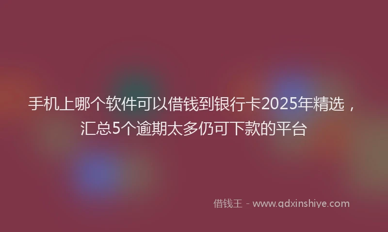 手机上哪个软件可以借钱到银行卡2025年精选，汇总5个逾期太多仍可下款的平台