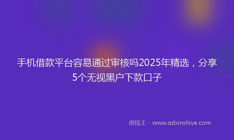 手机借款平台容易通过审核吗2025年精选，分享5个无视黑户下款口子