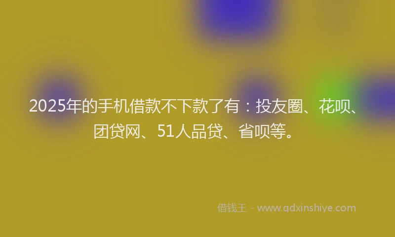 2025年的手机借款不下款了有：投友圈、花呗、团贷网、51人品贷、省呗等。