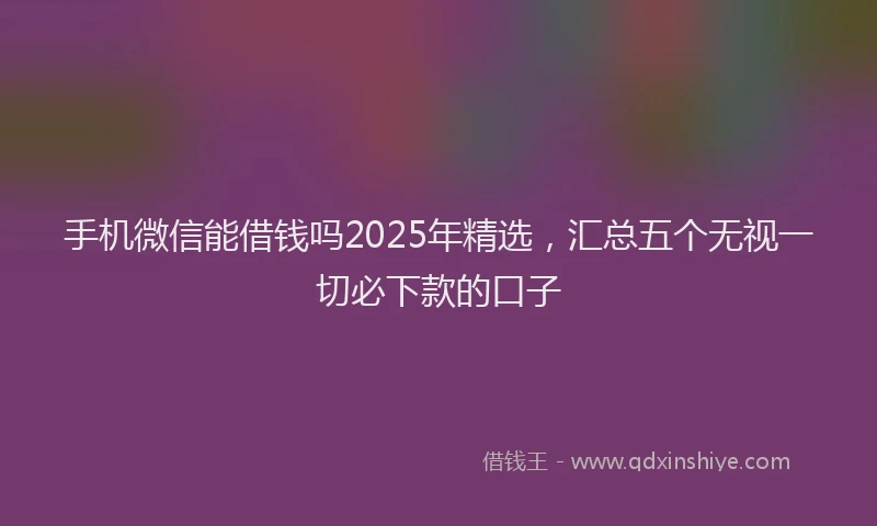 手机微信能借钱吗2025年精选，汇总五个无视一切必下款的口子