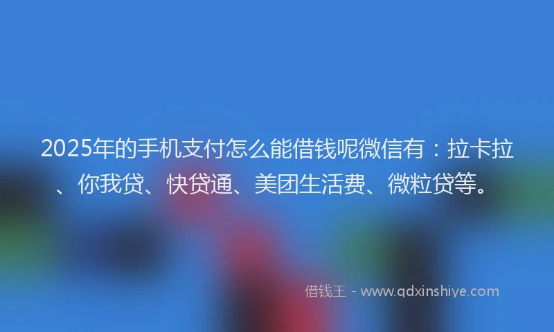 2025年的手机支付怎么能借钱呢微信有：拉卡拉、你我贷、快贷通、美团生活费、微粒贷等。