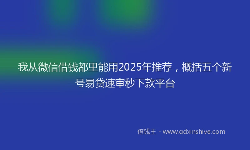 我从微信借钱都里能用2025年推荐，概括五个新号易贷速审秒下款平台