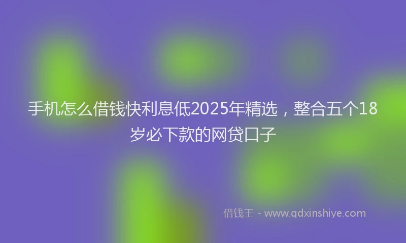 手机怎么借钱快利息低2025年精选，整合五个18岁必下款的网贷口子